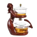 Elegant Woman Glass Tea Set Magic Teapot with 6 Small Cups